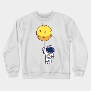 Astronaut Floating With Moon Balloon Crewneck Sweatshirt